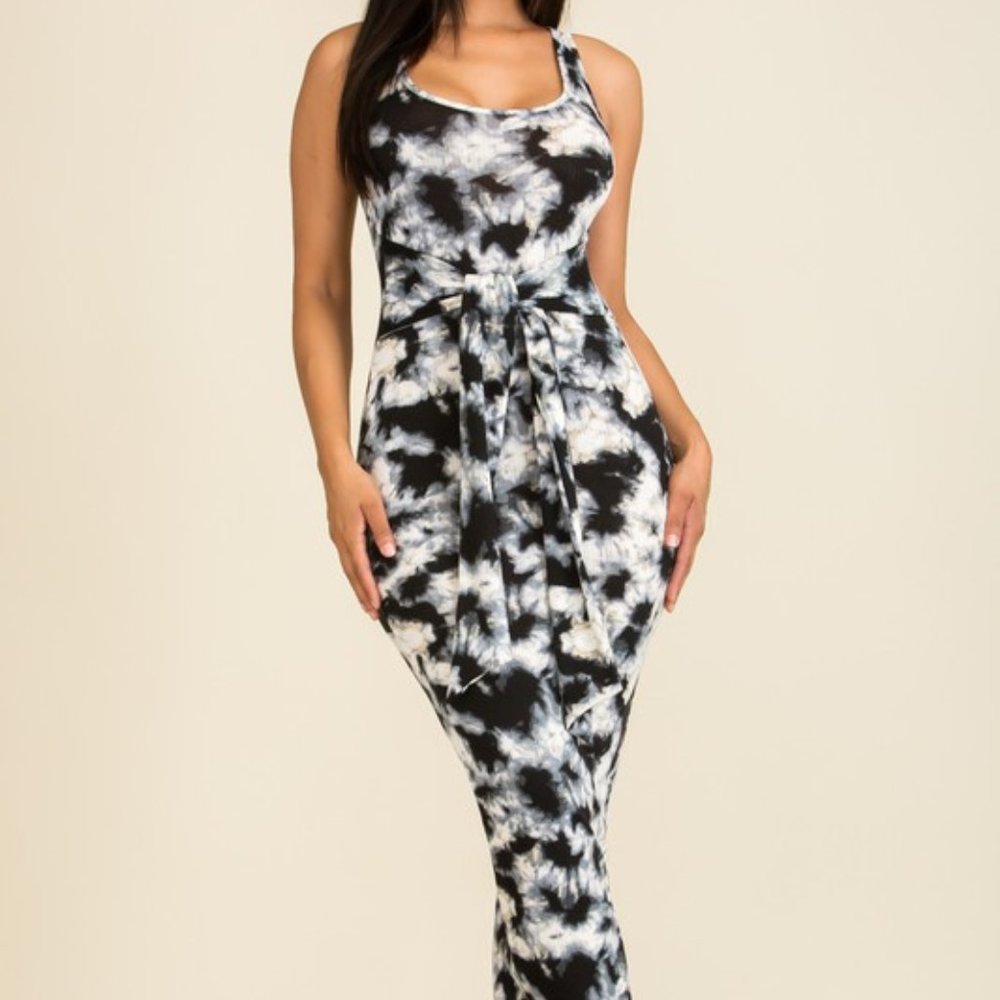 Tie Dye Ribbed Midi Dress